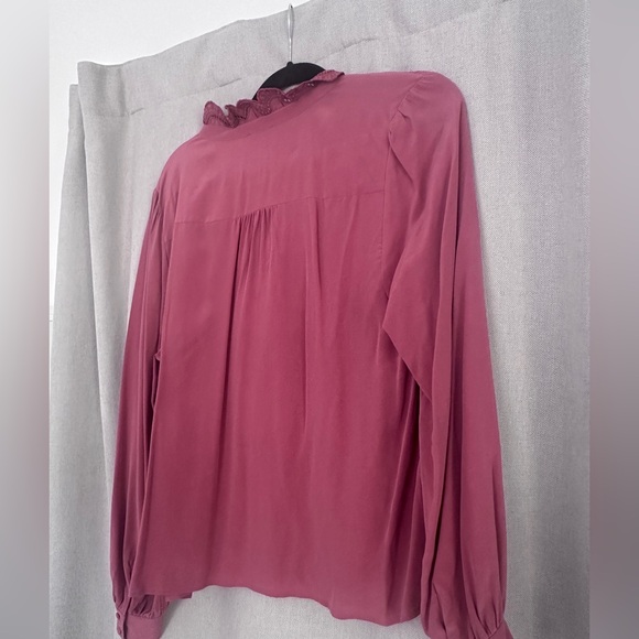 SEZANE Chlo Shirt Women's Size 44 US 12 Rosewood Pink Silk - Picture 8 of 8